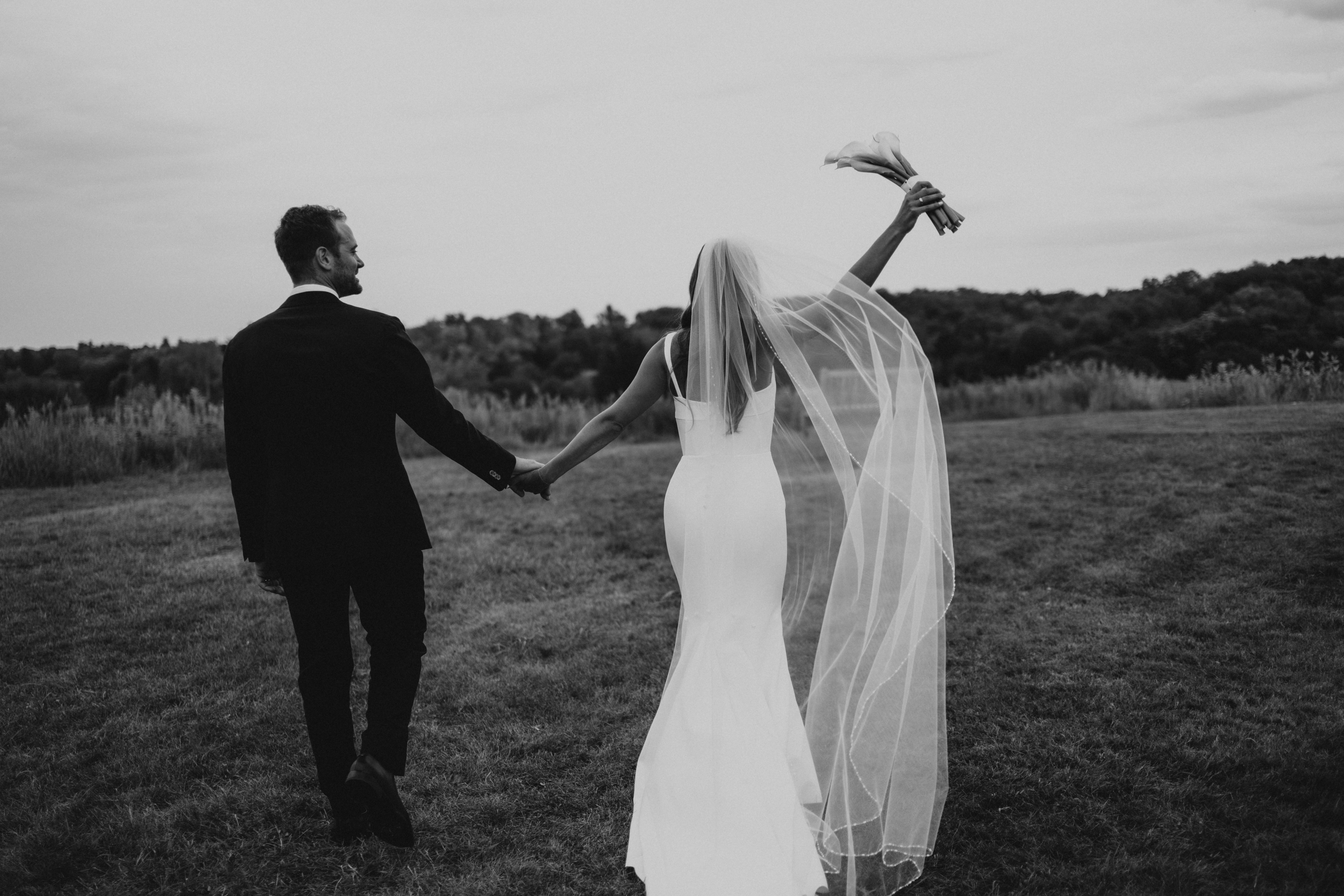 Bride and groom after wedding ceremony